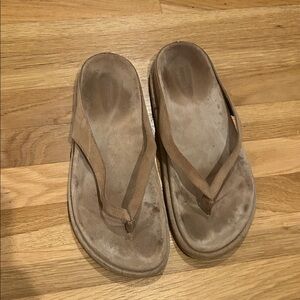 Zara Home Suede leather tan nude flip flops